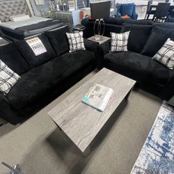 Cozy Black Sofa & Loveseat 🖤