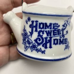 Small Vintage Blue & White Delft Ceramic Mini Teapot Charming Hone Sweet Home Approximately 3”T 