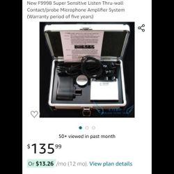 F999B Super Sensitive Listen Thru-wall Contact/probe Microphone Amplifier System