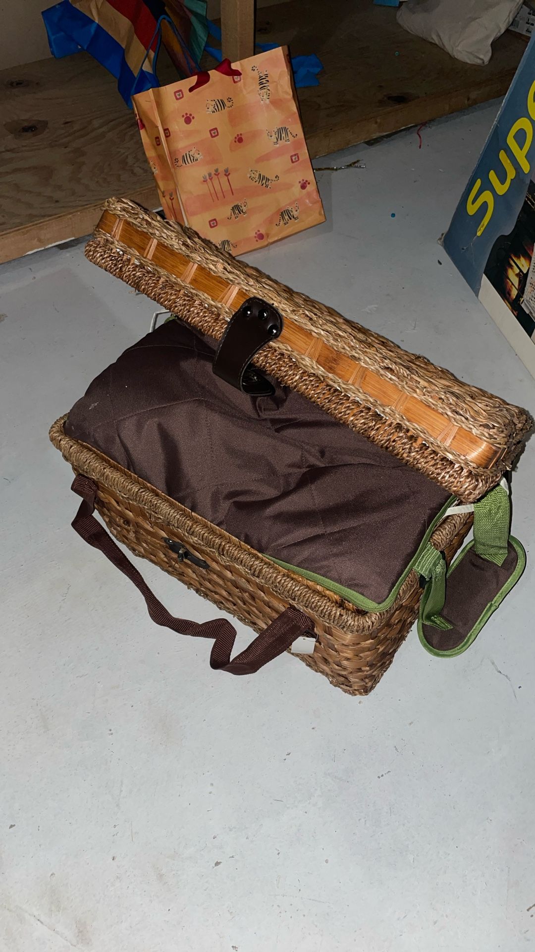 Picnic Basket With Blanket And Plates/Silverware