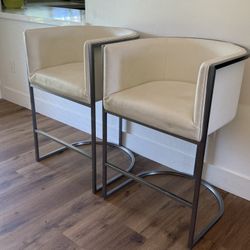 White leather Bar Stools (3)