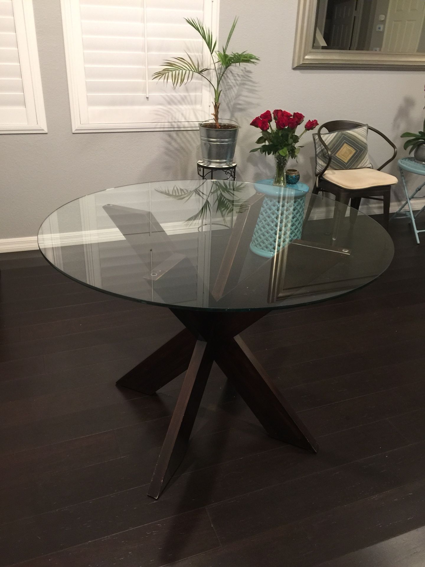 Simon Collection Espresso X Dining Table Base with Free Glass Table Top 42”