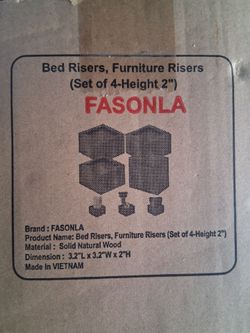 FASONLA Solid Wood Bed/Furniture Risers – 2" Height – Set of 4 – New