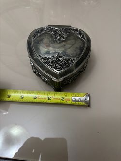 Vintage Silver-Plated Heart Trinket Box,