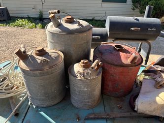 Lot of 4 Vintage Metal Gas Cans