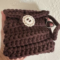 Handmade Crochet Bag With Coconut Shell Button