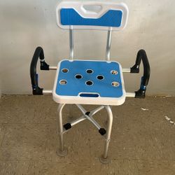 Blue Shower Chair with Back and Arms