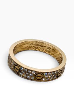 Cartier Love Ring Small Model Paved Au 750 18K Rose Gold Size 52 4mm Width