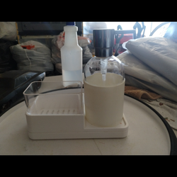Plastic Soap Pump with Silicone Holder with Caddy & Tray