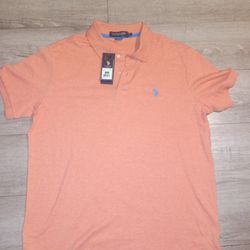Mens Size Large Polo Assn Polo Shirt Cool Peach Colorway New With Tags 