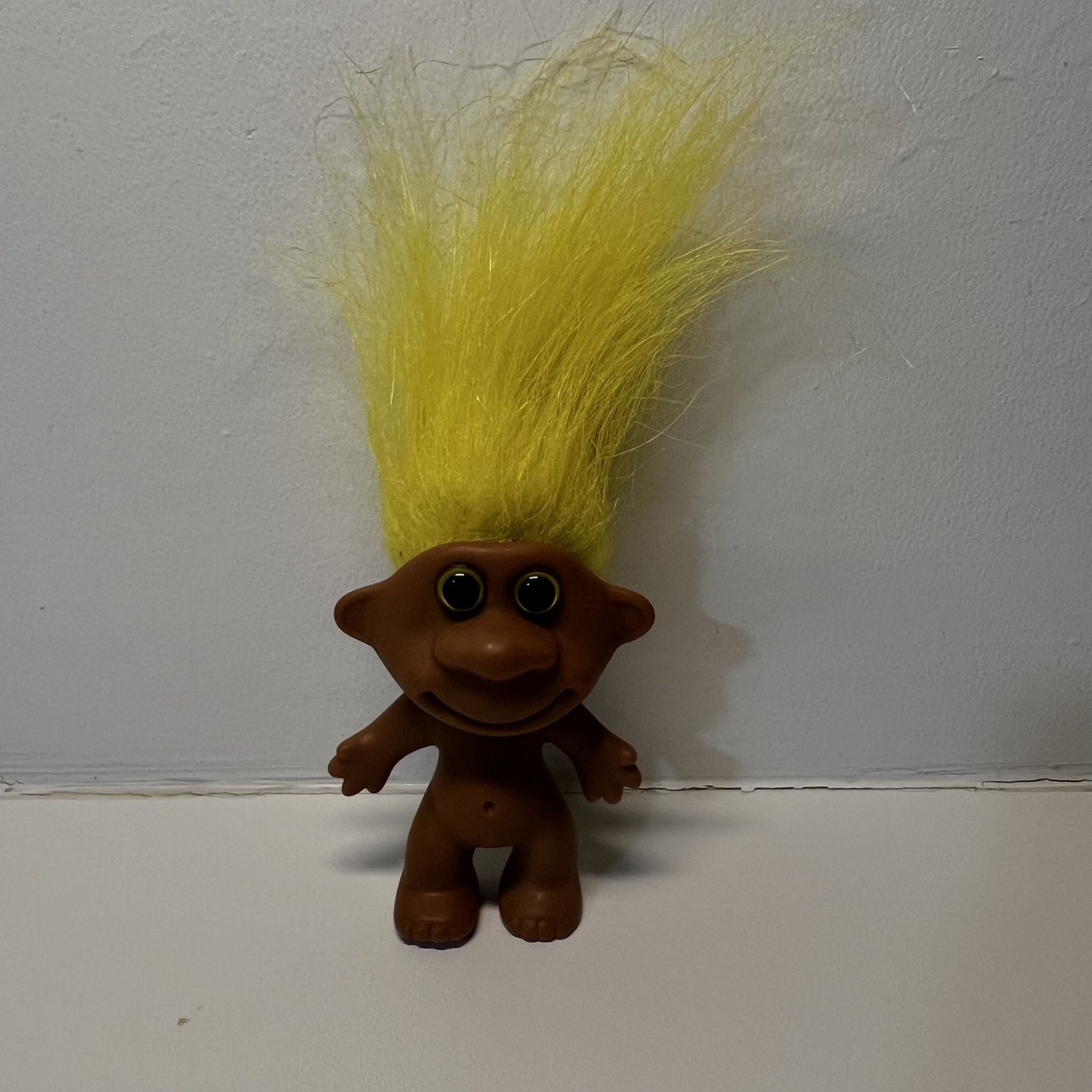 VINTAGE Troll Doll Yellow Hair Brown Eyes