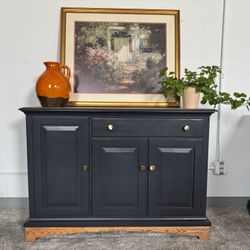 Black Sideboard with Walnut Top and Base (Delivery Available)