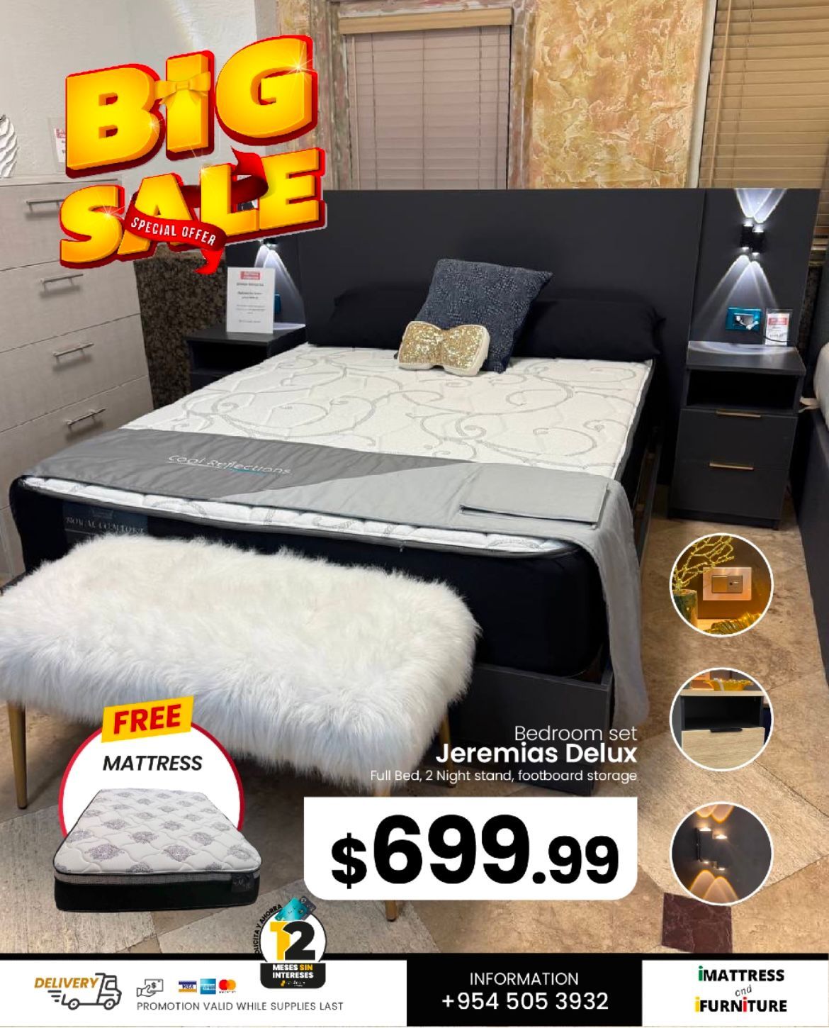🏃♂️Great sale 🏃♂️🏃♂️Come and take advantage of our beautiful Jeremias deluxe room set. 😍