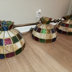 Vintage Stained Glass Pool Table Light