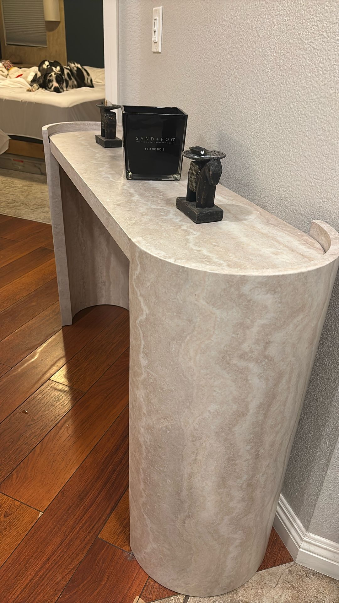 Modern Faux travertine console