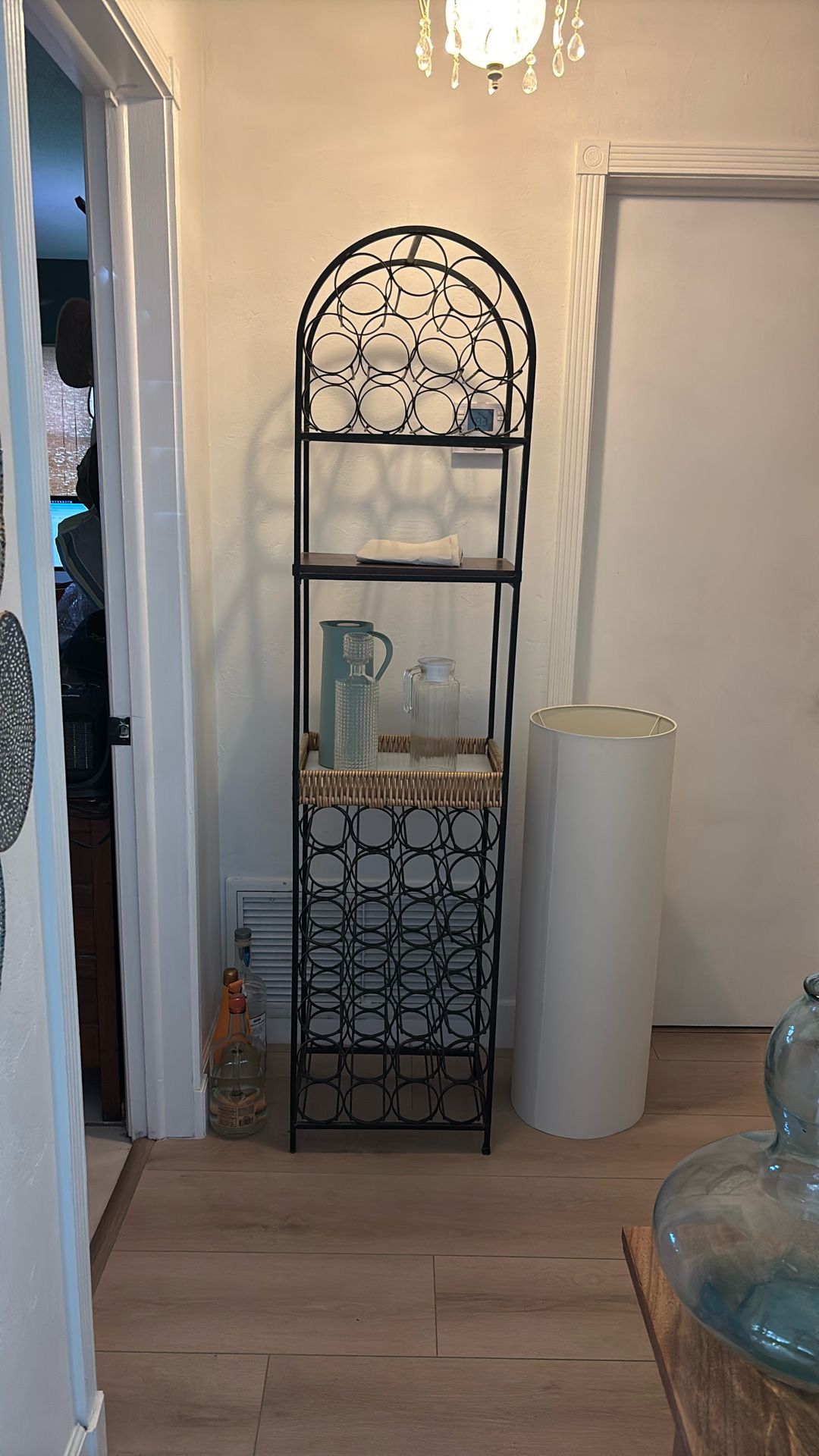 Mid century modern Arthur Umanoff Iron And Wicker wine rack