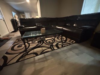 Electric Black Leather Sectional Sofa