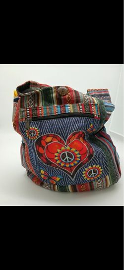 Boho Peace Sign Tote Shoulder Bag