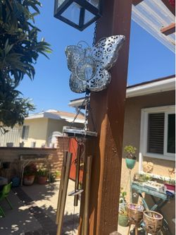 Solar Butterfly Wind Chime with LED Light – Garden Decor