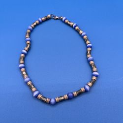 Blue/Silver Beaded Choker Necklace 