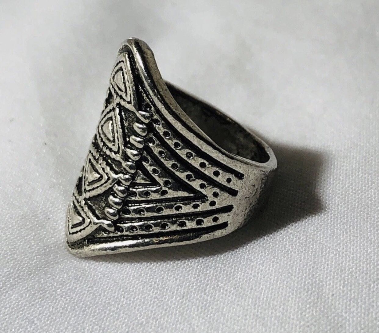 Sterling Silver Geometric Aztec Tribal Ring Size 5
