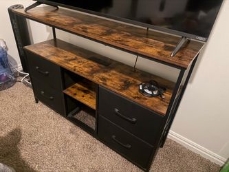 Industrial TV Stand with Drawers and Shelves