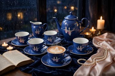 Vintage 60s Made in China Cobalt Tea Set