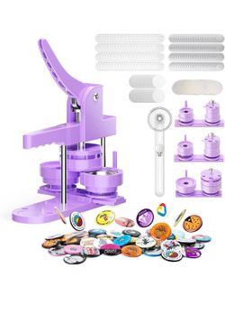 300pcs Button Pin Maker Machine Multiple Sizes 1''+1.25''+2.25'' Badge Button Press Machine W/Metal Pinback Button Refills & 3 Button Making Dies & 3p