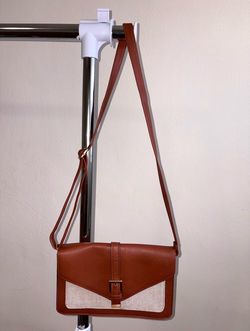 Time & Tru Brown/ Cream Adjustable Crossbody Shoulder Bag