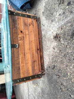 Treasure Chest Box With Glass Nice Shape Could Use A Little Bit Of Cleanup ..