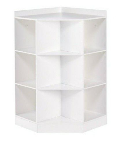 6- cubby, 3-shelf corner cabinet -Grey - Riverridge Home
