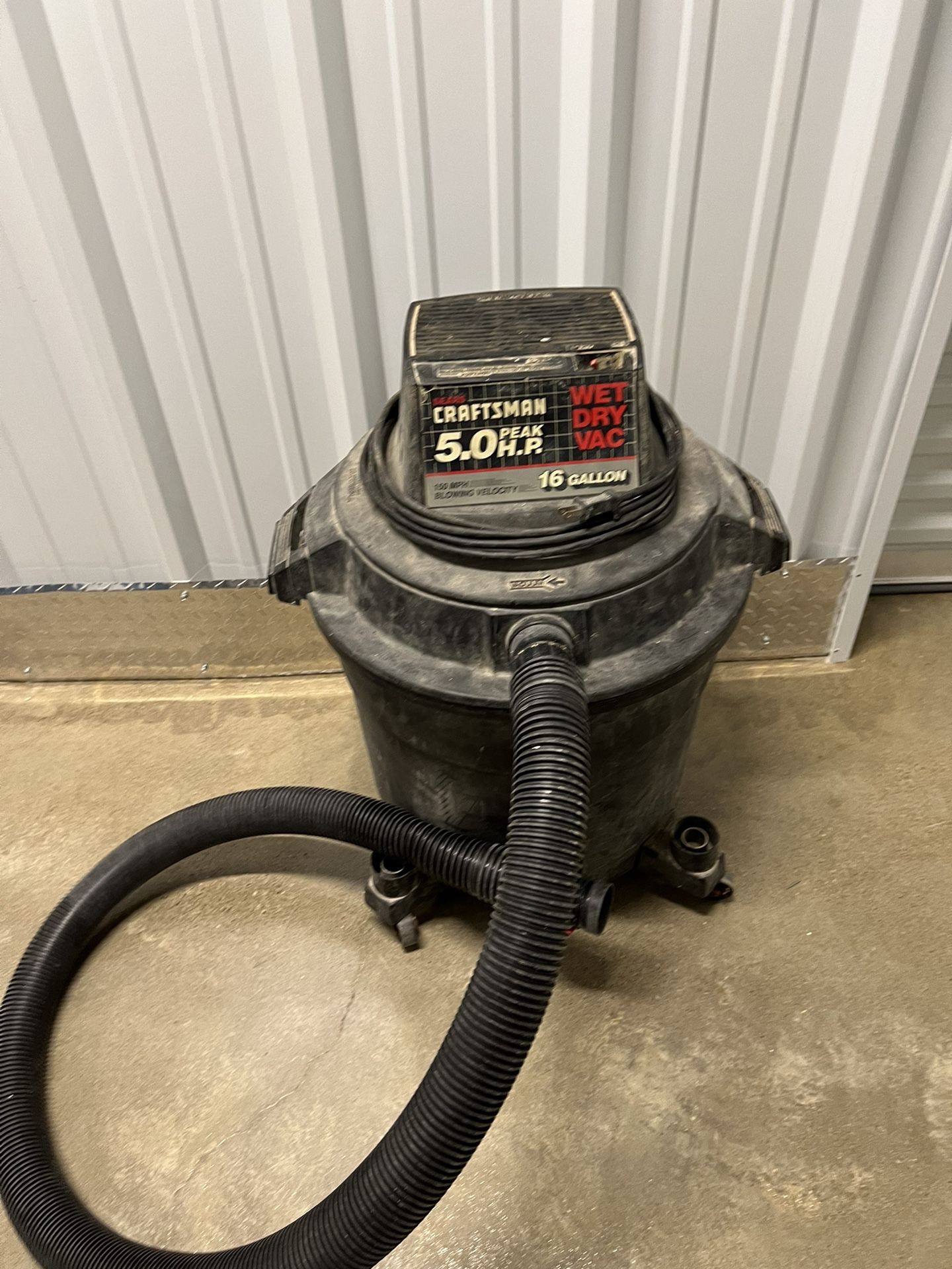 SEARS CRAFTSMAN 5.0 Peak HP 150 MPH BLOWING VELOCITY= WELL DRY VAC 16 Gallon
