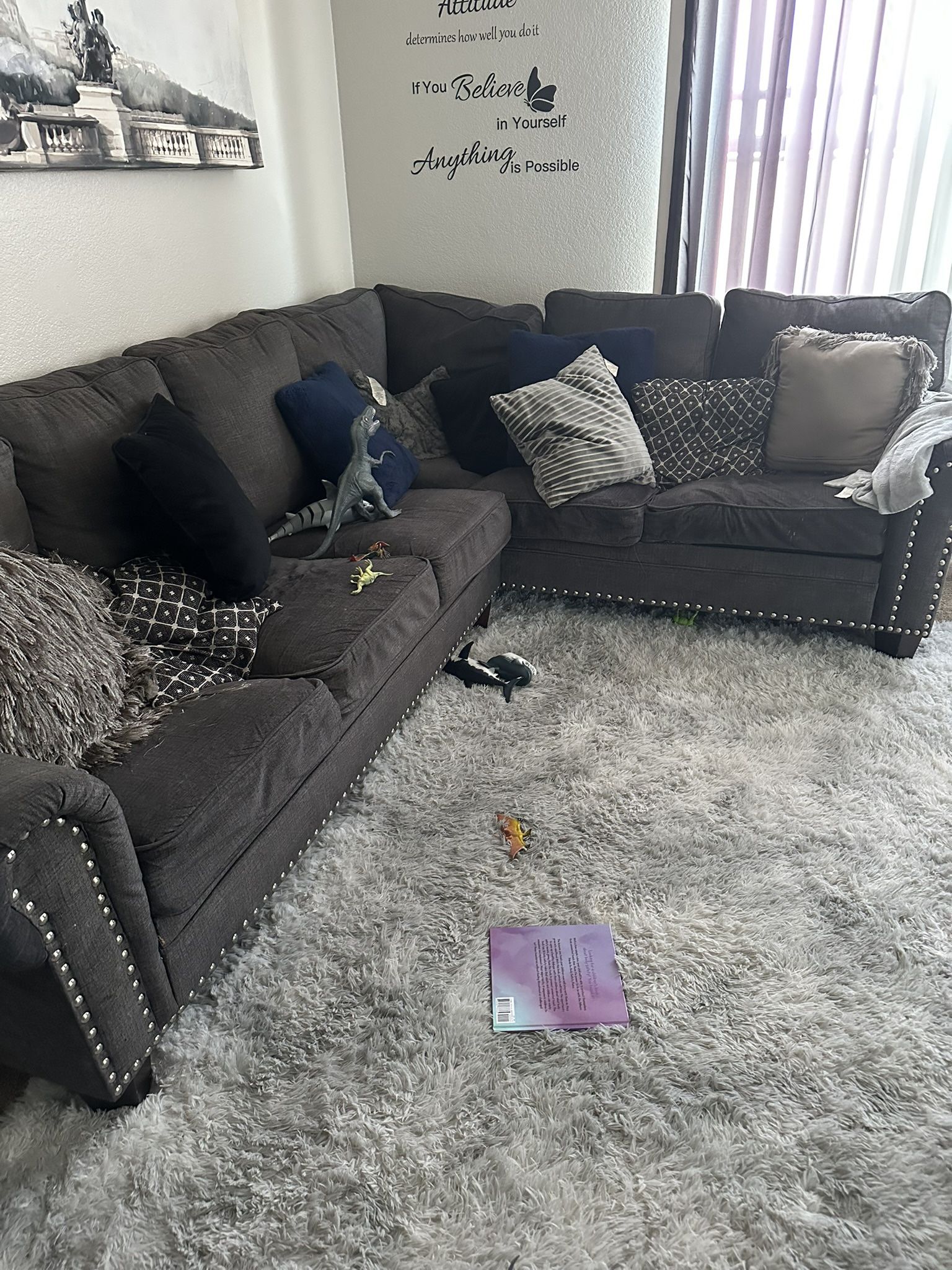 Grey used couch