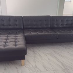 Ikea Morabo Sectional Sofa Couch Black Leather 