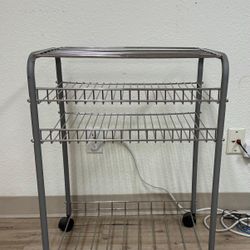 3 Tier Metal Utility Cart Chrome , Rolling Kitchen Storage with Shelves, Steel, 29 1/2" Height