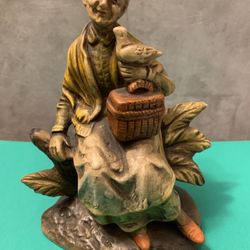 Vintage Old Lady / Bird Hand Painted Japan 6"