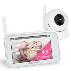 Baby Monitor with Camera and Audio, 4.5 Inch Video Baby Monitor with Remote Control Pan&Tilt &Zoom Camera, Two-Way Talk, Night Vision, VOX Mode, Tempe
