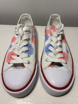 White Canvas Low-Top Sneakers with Floral Print