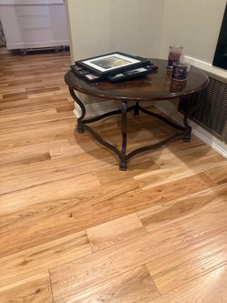 2 different Round Wood Coffee Table Dark Finish