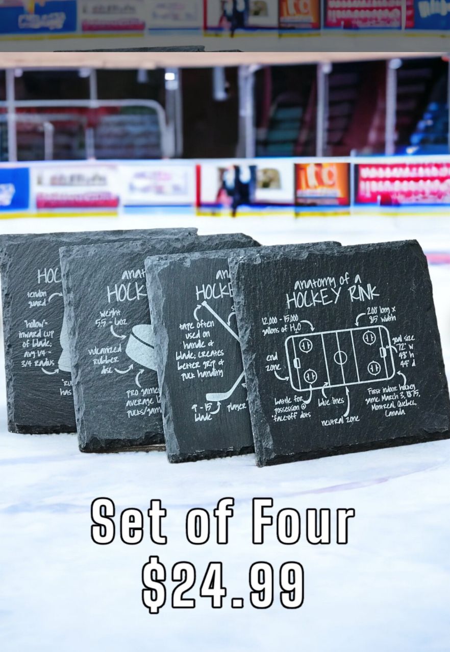 anatomy of hockey laser engraved coasters