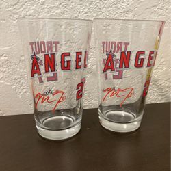 MLB LA Anaheim Angels MIKE TROUT #27 Pint Beer Glass - Pizza Hut SGA 5/21/2013 Baseball Collectible 