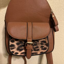 Brown Leopard Print Back Pack 