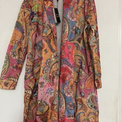 NWT Colorful Paisley Coat By Cozy