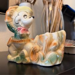 Vintage Walt Disney Productions Ceramic Cowboy Western Mickey Mouse Planter