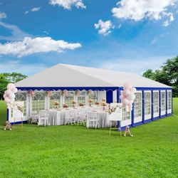  20'X40' Party Tent Outdoor Patio Event Shelter Canopy with 12 Removable Sidewalls, White and Blue $500  Warehouse Clearance Sale   🔥First Come, Firs