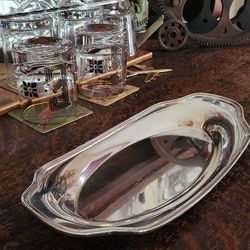 1940s Era Silver Plate Bread Serving Dish