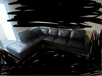 NEED GONE Black Leather Sectional Sofa