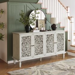 60” Large Sideboard Buffet Cabinet with Floral Carvings, Multifunctional Console Table [NEW] **Assembly Req** 