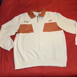 Puma x  Butter goods aw21 whisper white  Off white Brown corduroy 1/4 zip pullover jacket large  Msrp 110   Check my store out I have a lot of dope it