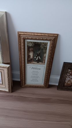 Framed Welcome Print with Gold Ornate Frame